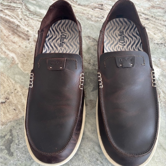 OluKai Dark Brown Leather Boat Shoes - Picture 5 of 5